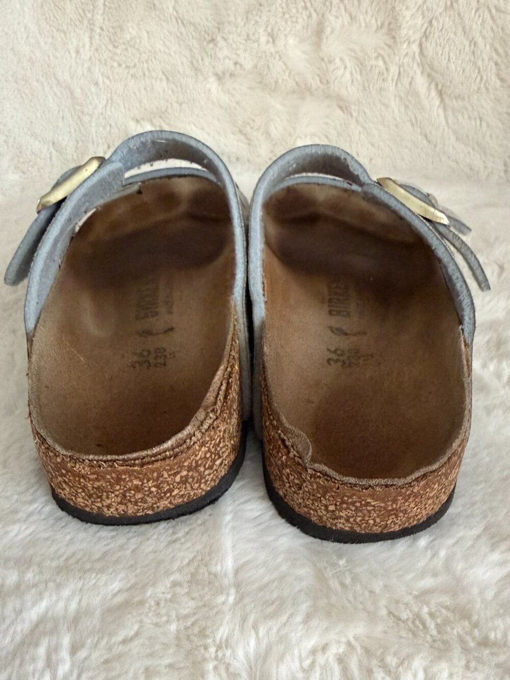 Birkenstock Arizona Shiny Python Two-Strap Dusty Blue Slide Sandal Size: EU36 - Picture 6 of 16